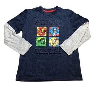 Marvel Raised Print Super Heroes Drop Sleeve Tee